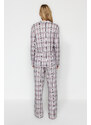 Trendyol Gray Multi Color 100% Cotton Brushed Plaid Shirt-Pants Knitted Pajamas Set