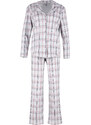 Trendyol Gray Multi Color 100% Cotton Brushed Plaid Shirt-Pants Knitted Pajamas Set