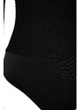 Trendyol Black Jacquard Fitted Asymmetric Collar Knitted Bodysuit