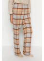 Trendyol Brown-Multicolor Premium Cotton Plaid Woven Pajama Bottoms