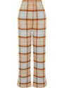 Trendyol Brown-Multicolor Premium Cotton Plaid Woven Pajama Bottoms