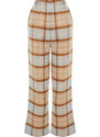 Trendyol Brown-Multicolor Premium Cotton Plaid Woven Pajama Bottoms