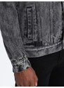 Ombre Clothing Pánská džínová bunda Mutsemi tmavě šedá V5 OM-JADJ - 0123