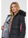 Bunda Alpha Industries Hooded Puffer Wmn dámská, černá barva, zimní