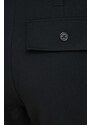 Kalhoty Desigual dámské, černá barva, široké, high waist