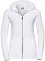 White women's sweatshirt with hood and zipper Authentic Russell