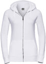 White women's sweatshirt with hood and zipper Authentic Russell