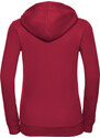 Red women's sweatshirt with hood and zipper Authentic Russell