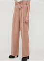 Vlněné kalhoty Pinko béžová barva, široké, high waist, 102203.A1B3