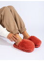 Women's Red Fur Slippers With Thick Sole Shelvt