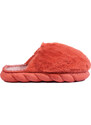 Women's Red Fur Slippers With Thick Sole Shelvt