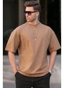 Madmext Men's Cappuccino Oversize Fit Basic T-Shirt 6066