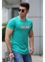 Madmext Printed Men's Turquoise T-Shirt 4478