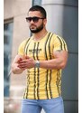 Madmext Printed Stripes Detailed Yellow T-Shirt