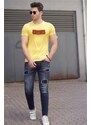 Madmext Men's Printed Yellow T-Shirt 4589