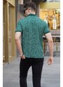 Madmext Dark Green Patterned Polo Neck T-Shirt 5876