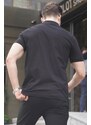 Madmext Black Patterned Polo Neck Men's T-Shirt 6106