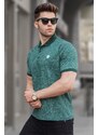 Madmext Dark Green Patterned Polo Neck T-Shirt 5876