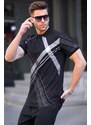 Madmext Black Patterned Polo Neck Men's T-Shirt 6079