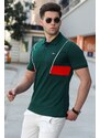 Madmext Green Polo Neck Men's T-Shirt 5243