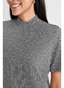 DEFACTO A Cut Half Turtleneck Crowbar Mini Short Sleeve Knitted Dress