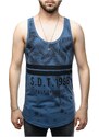 Madmext Leaf Patterned Indigo Singlet 2453