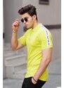 Madmext Men's Polo Neck Yellow Striped Shoulder T-Shirt-4616