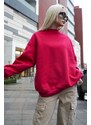 Madmext Fuchsia Crew Neck Basic Sweatshirt