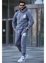 Madmext Painted Gray Printed Hoodie Tracksuit Set 5909