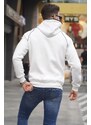 Madmext White Zippered Hoodie Sweatshirt 4701