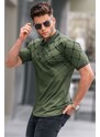 Madmext Khaki Green Buttoned Polo Collar Men's T-Shirt 5867