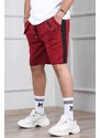 Madmext Burgundy Capri Shorts with Side Stripes 2919