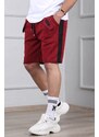 Madmext Burgundy Capri Shorts with Side Stripes 2919