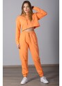 Madmext Mad Girls Women's Orange Hoodie and Tracksuit Set