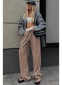 Madmext Mink Belt Detailed Wide Leg Trousers