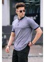 Madmext Navy Blue Polo Collar Basic Men's T-Shirt