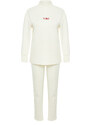 Trendyol Beige Diver/Scuba Knitted Tracksuit Set With Embroidery