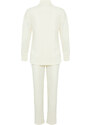 Trendyol Beige Diver/Scuba Knitted Tracksuit Set With Embroidery