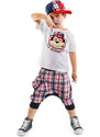 Denokids Plaid Hiphop Boy T-shirt Capri Shorts Set