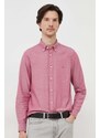 Košile Tommy Hilfiger vínová barva, slim, s límečkem button-down