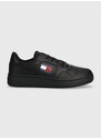 Kožené sneakers boty Tommy Jeans TJW RETRO BASKET ESS černá barva, EN0EN02505