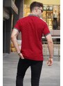 Madmext Burgundy Sleeve Stripe Polo Neck T-Shirt 5888