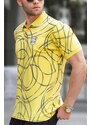 Madmext Yellow Patterned Polo Neck T-Shirt 5873