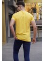 Madmext Yellow Printed T-Shirt 4018