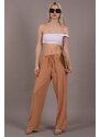 Madmext Camel Crinkle Fabric Basic Women's Beach Pants