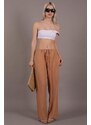 Madmext Camel Crinkle Fabric Basic Women's Beach Pants