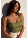 Madmext Mad Girls Khaki Crop Top Mg985