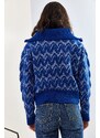 Bianco Lucci Dámský vzorovaný pletený svetr na zip