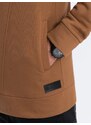 Ombre Clothing Pánská asymetrická mikina na zip BERLIN - camel B1371