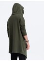 Ombre Clothing Pánská dlouhá mikina s kapucí PARIS - tmavě olivově zelená B961